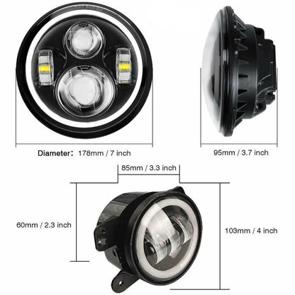 Kit 4 Faros RGB JEEP WRANGLER  Dancing Halo Ring