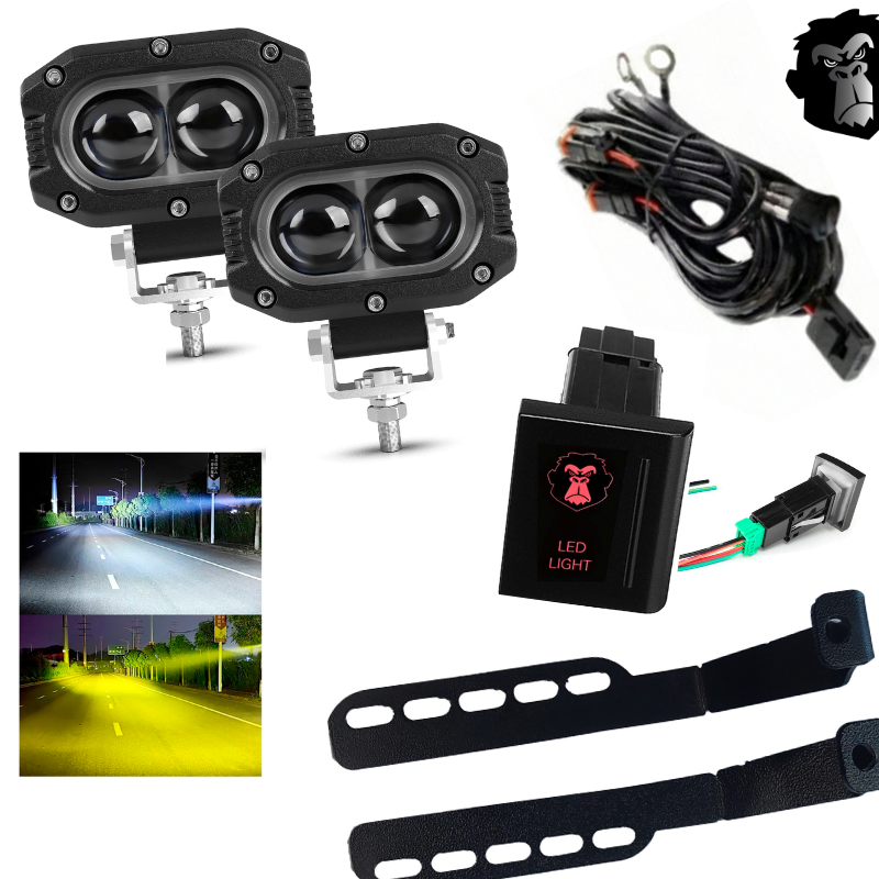 Combo Capot Par de faros LED 2,5" + Soporte para Capot + Kit Instalacion