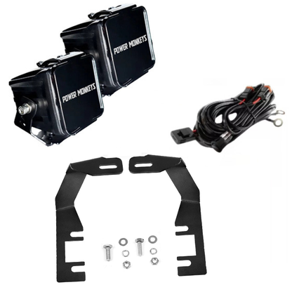 Combo Par de Faros Cuadrados + Soportes para Capot + Kit de instalación