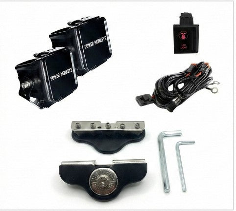 Combo Par de Faros Cuadrados + Soportes para Capot + Kit de instalación