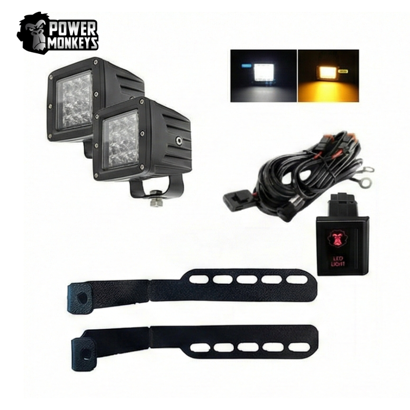 Combo para Capot Par de faros LED linea FLASH + Soporte + Kit Instalacion