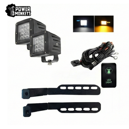 Combo para Capot Par de faros LED linea FLASH + Soporte + Kit Instalacion