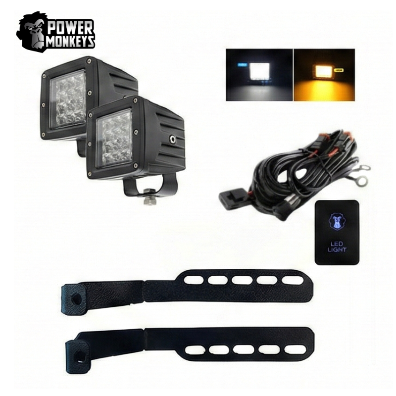 Combo para Capot Par de faros LED linea FLASH + Soporte + Kit Instalacion
