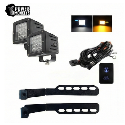 Combo para Capot Par de faros LED linea FLASH + Soporte + Kit Instalacion