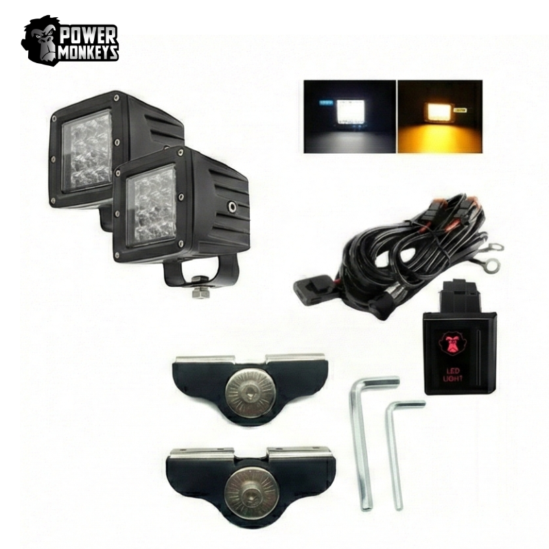 Combo para Capot Par de faros LED linea FLASH + Soporte + Kit Instalacion