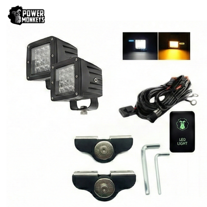 Combo para Capot Par de faros LED linea FLASH + Soporte + Kit Instalacion