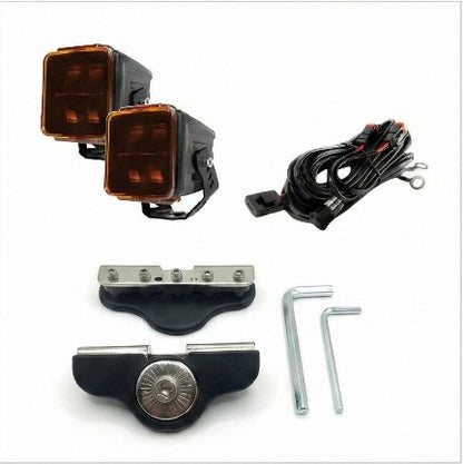 Combo Par de Faros Cuadrados + Soportes para Capot + Kit de instalación