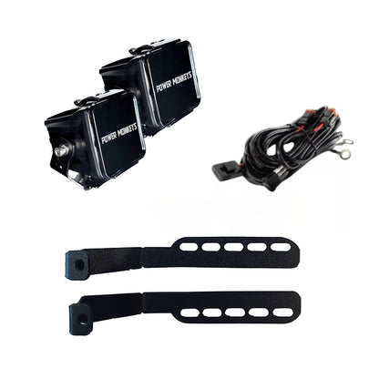 Combo Par de Faros Cuadrados + Soportes para Capot + Kit de instalación