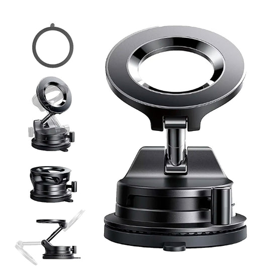 Soporte Magnético Premium para celular con Pegamento. Rotación 360°, succión ultra fuerte para tablero o parabrisas. Seguridad total Off-Road