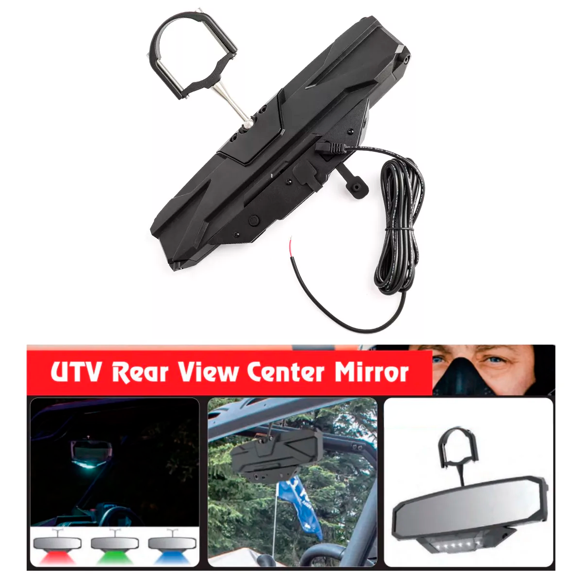 Espejo Retrovisor con Luz RGB para Interior de UTV