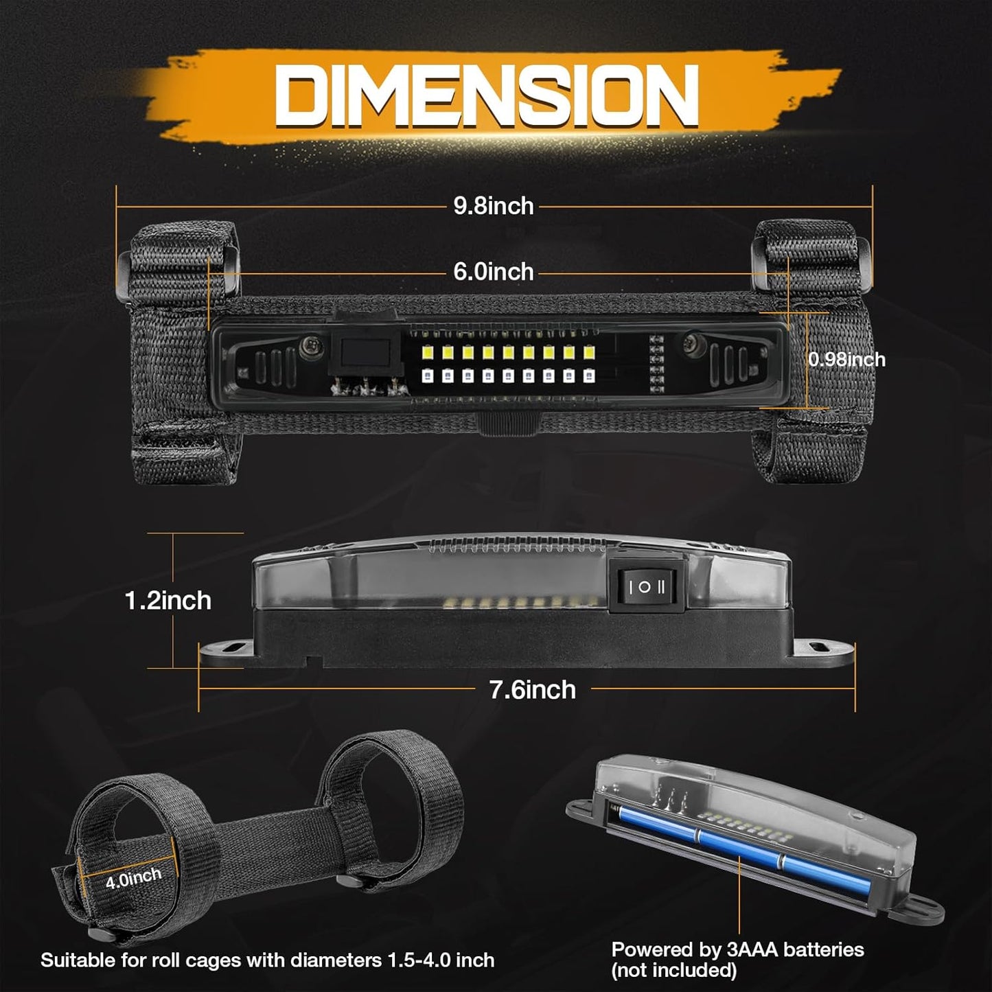 Luz LED  a pilas para Interior de UTV o Linterna de Trabajo Imantada