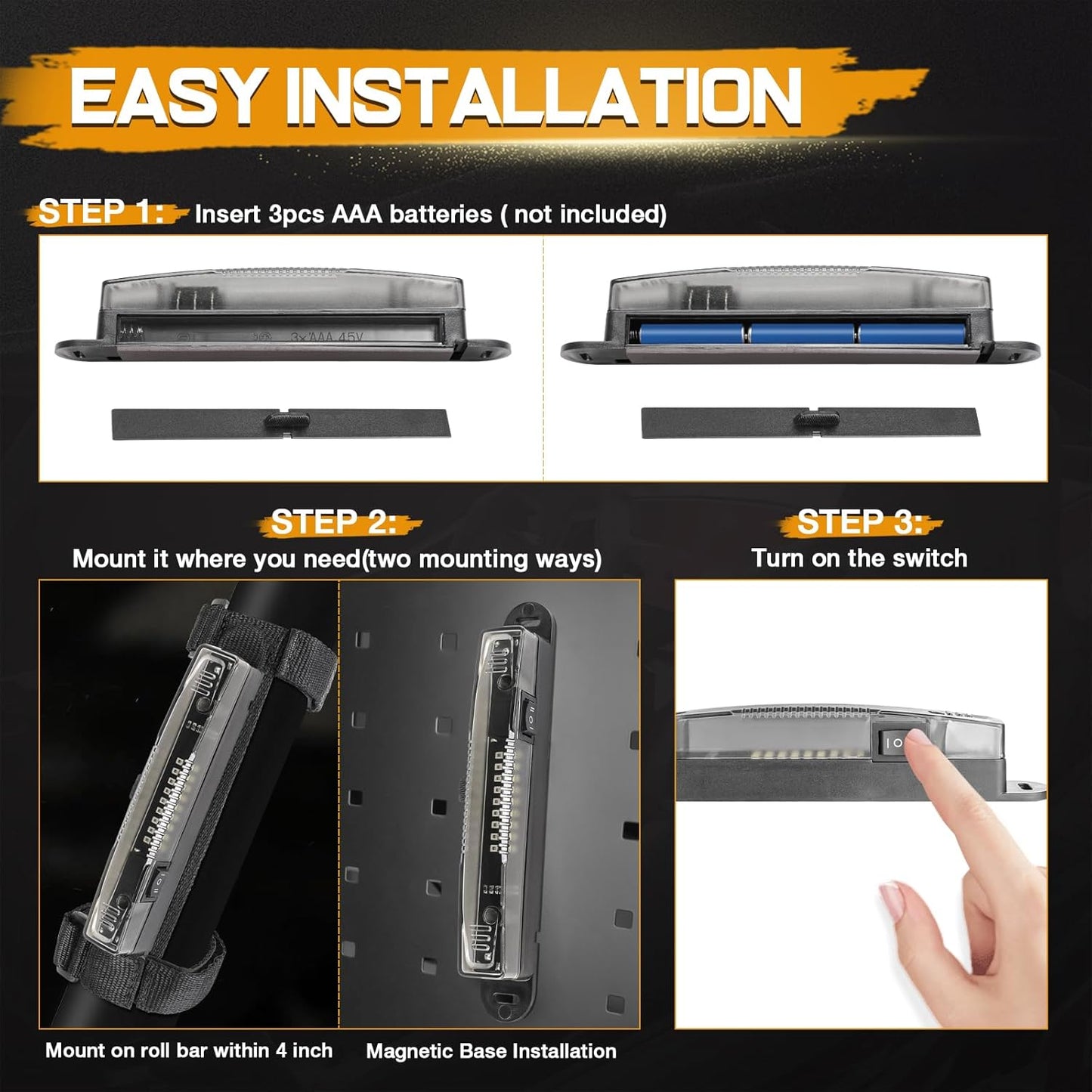 Luz LED  a pilas para Interior de UTV o Linterna de Trabajo Imantada