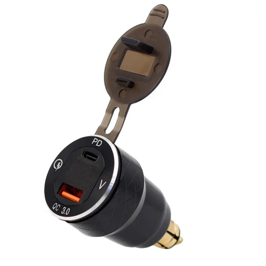 Cargador USB-C 30w+Qc3.0 18w (Carga Super Rápida). Adaptador Moto, Bmw, Ducati, Ktm, Triumph