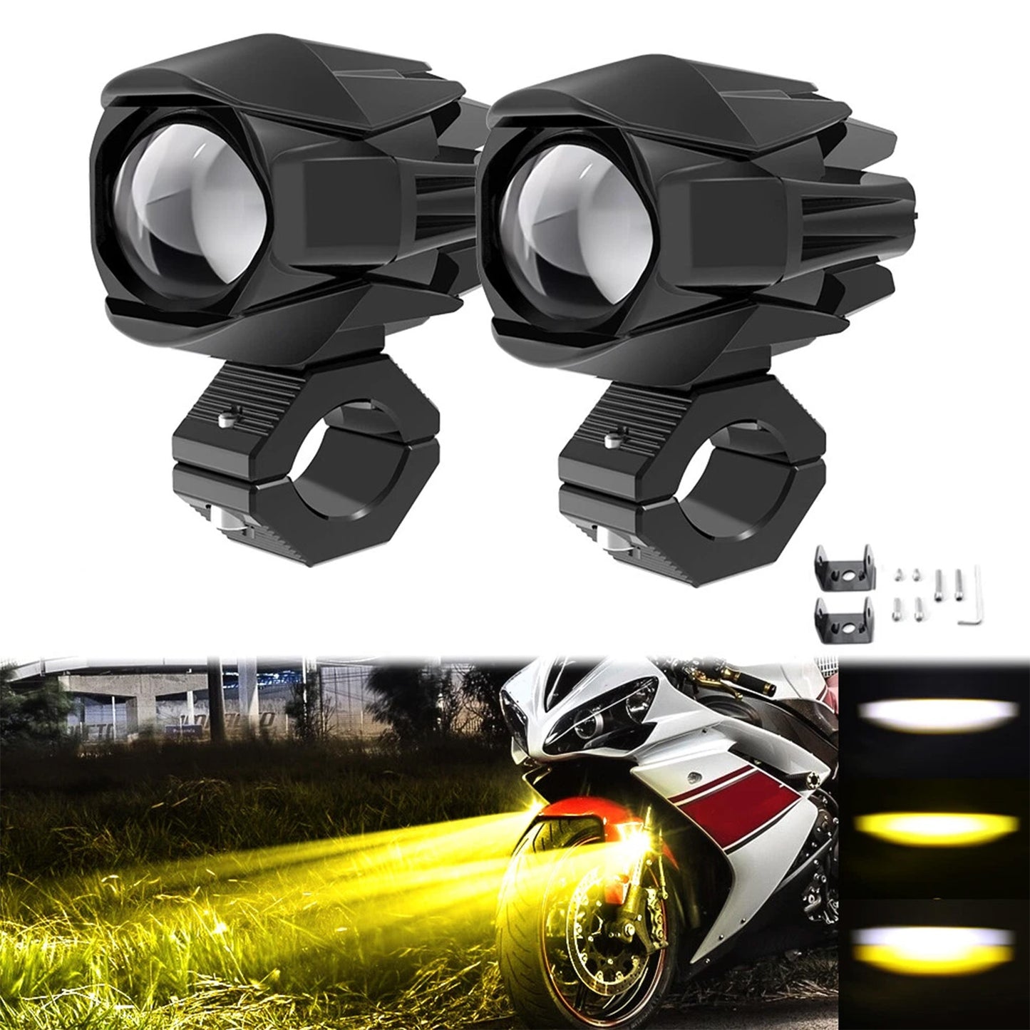 Faro Auxiliar MOTO Proyector Bi LED 2" Alta y Baja con cableado