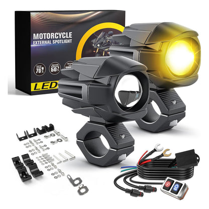 Faro Auxiliar MOTO Proyector Bi LED 2" Alta y Baja con cableado