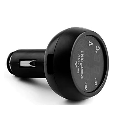 Voltimetro Digital 3 en 1 USB + Termometro + Voltimetro 12V/24V
