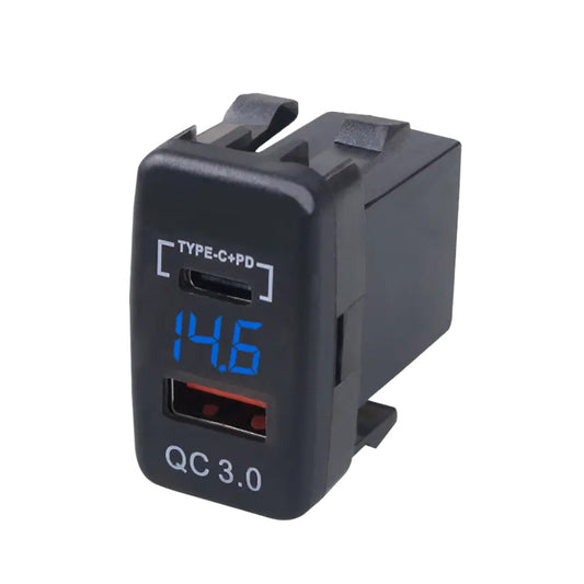 Cargador TOYOTA -2015 USB-C+QC3.0+Voltimetro