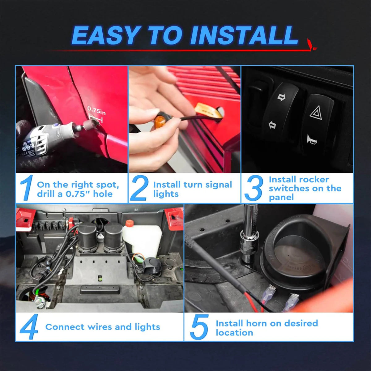 Bocina y Luces de Giro para UTV