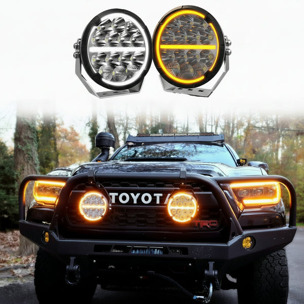 Par de Faros LED Redondos con DRL Blanco+Ámbar 7 Pulgadas – POWER MONKEYS