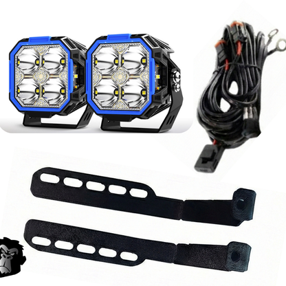 Combo Capot Par de faros LED 3" con DRL + Soporte para Capot + Kit Instalacion