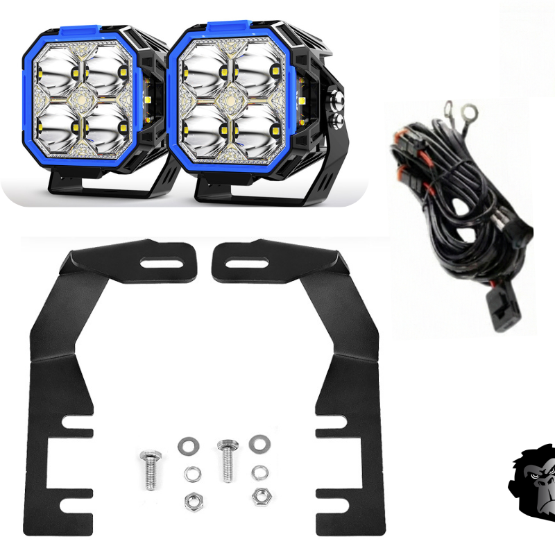 Combo Capot Par de faros LED 3" con DRL + Soporte para Capot + Kit Instalacion