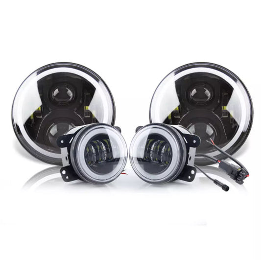 Kit 4 Faros RGB JEEP WRANGLER  Dancing Halo Ring