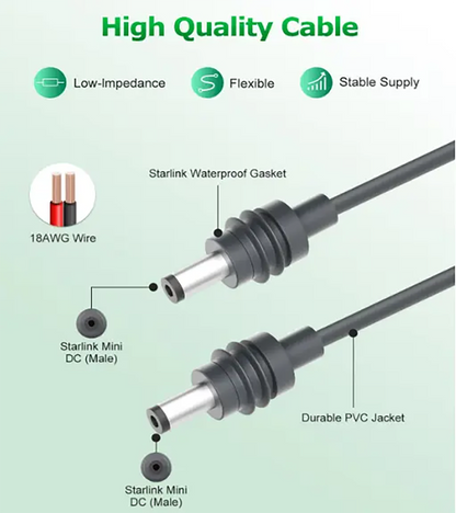 Cable Starlink DC a DC de Transformador a Antena