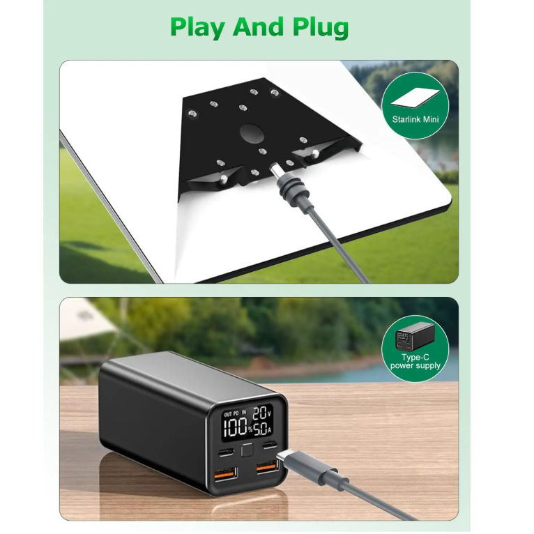 Cable 2M Adaptador USB-C para Starlink Mini 100w