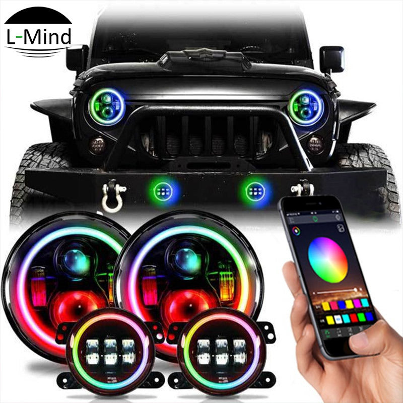 Kit 4 Faros RGB JEEP WRANGLER  Dancing Halo Ring