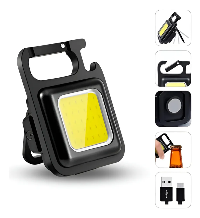 Mini Linterna Led Recargable USB Llavero imán abridor Luz Blanco Frio
