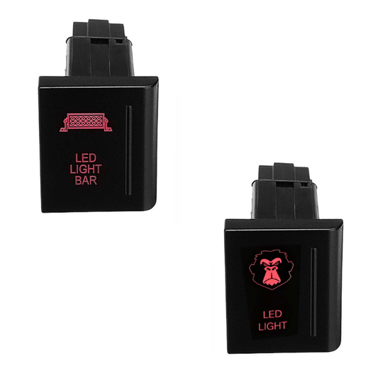 Tecla LED ON/OFF con retroiluminación ROJA para VW Amarok (lado derecho). Diseño de fábrica y encastre original. Controla tu barra/faros LED.