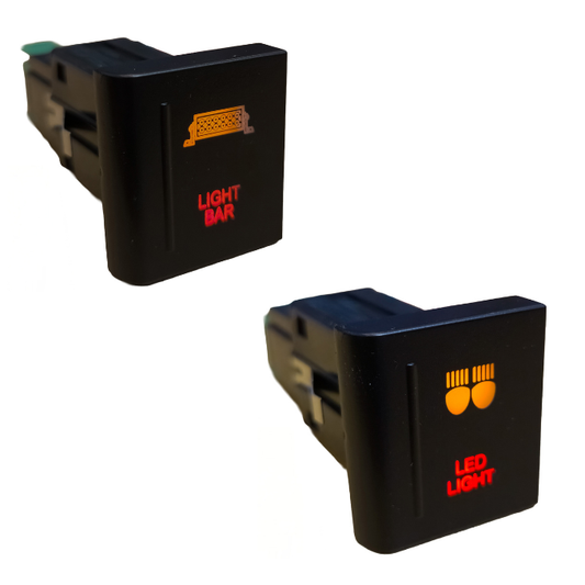 Tecla LED Amarok (Lado Izquierdo) con luz ROJA OEM. Encaje perfecto para faros/barras.